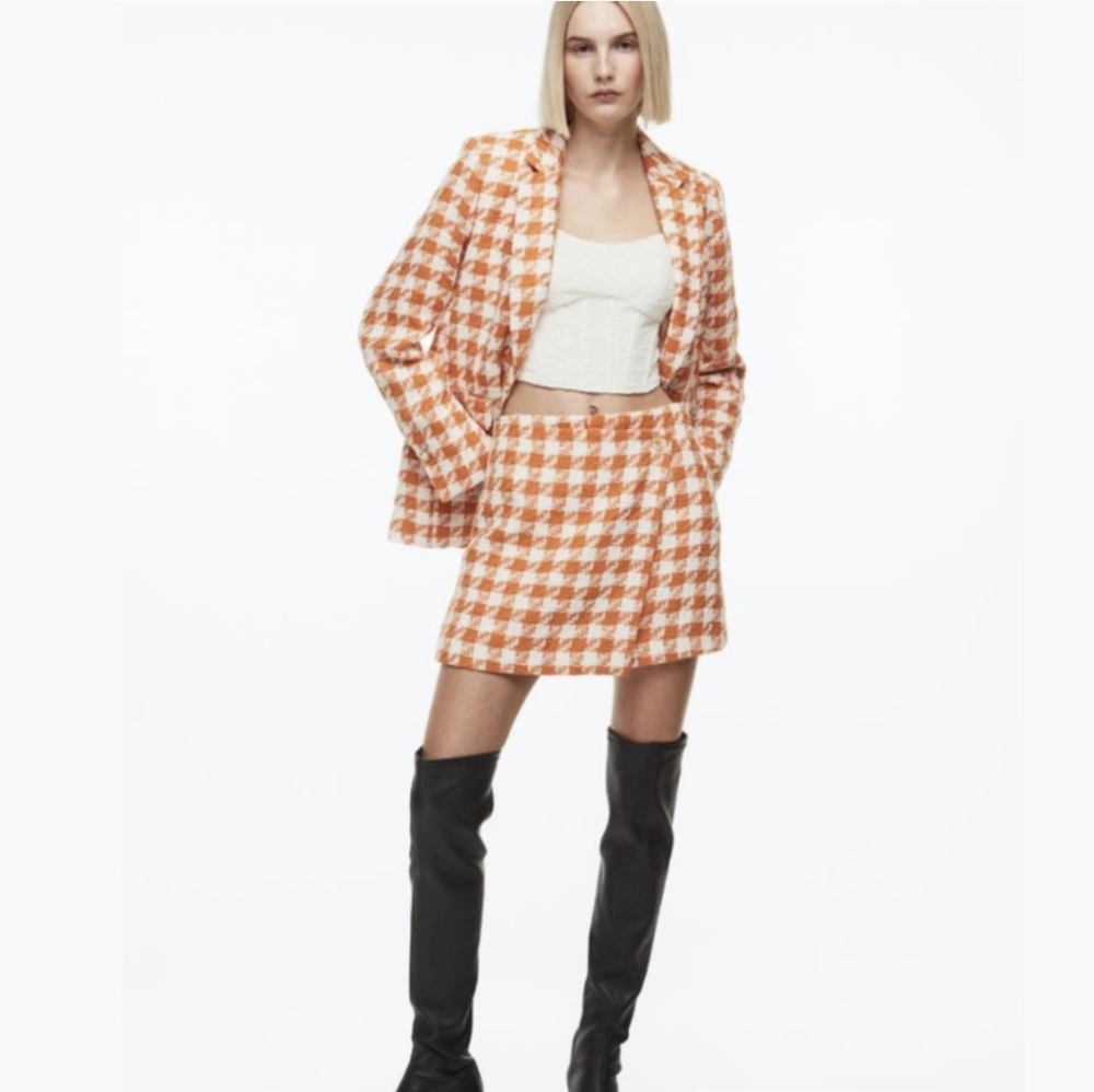 Orange Houndstooth Skirt